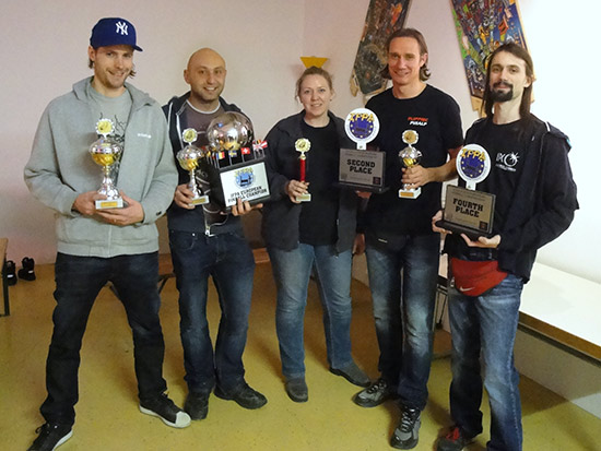 The top players in both tournaments and the winner of the best female player trophy, Sabine Breu