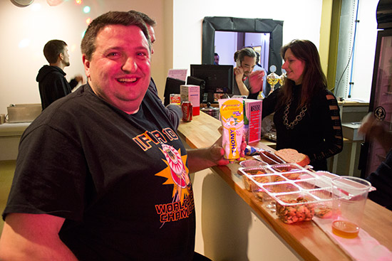Franck Bona enjoys some French mayonaise with his sausage and bread
