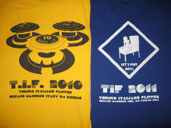 Tournament T-shirts from last year and this year