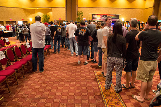 Players who wanted to join in the record attempt first had to leave the hall