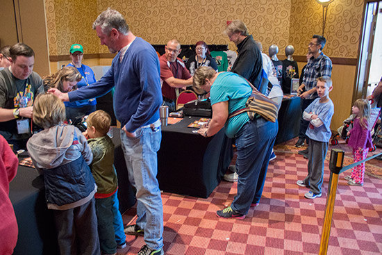 Guests registering for the show