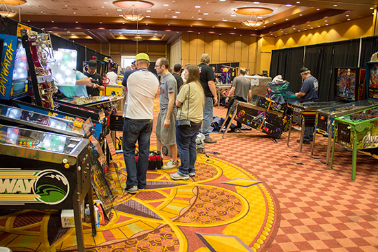 As the day progresses, machines are starting to be set up