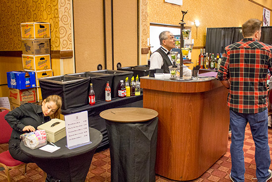 Playing games can be thirsty work, so there was a bar to provide refreshments