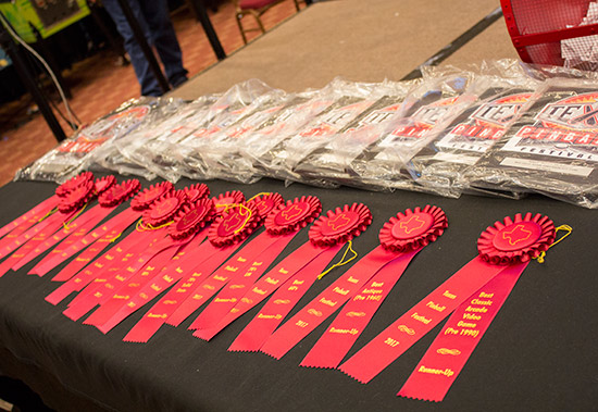 Plaques and rosettes for the winners