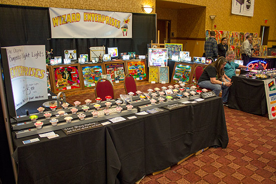 Wizard Enterprises were showing their pop bumper nightlights and illuminated backglasses