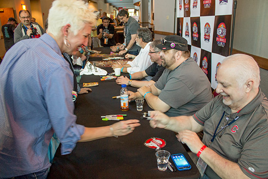 John Trudeau signs a Ghostbusters plastic