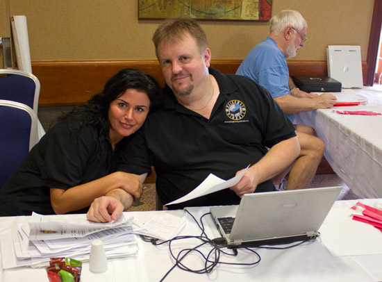 UK Pinball Party organiser Andrew Heighway with his girlfriend Sveta