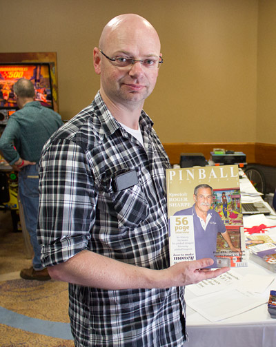 Jonathan Joosten with his Pinball Magazine