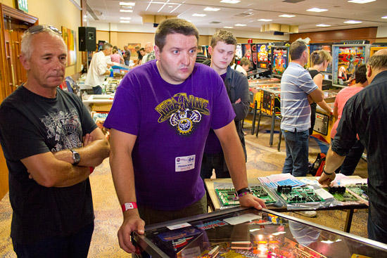 European Champion Franck Bona checks out the ColorDMD in Medieval Madness