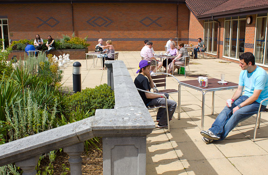 The terrace and patio