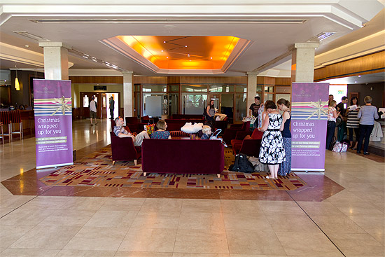 The hotel lobby