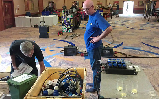 Crates and flight cases of cables, connectors and breakout boxes