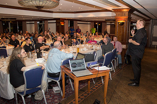 Andrew addresses the dinner guests