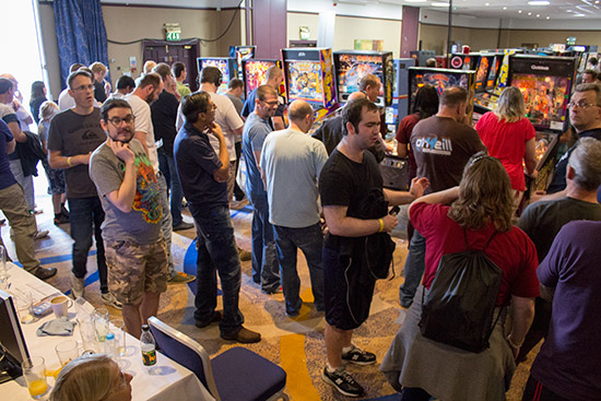 Players in the UK Pinball Classic on Sunday