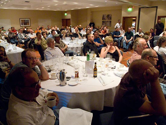 The audience enjoys Steve's talk