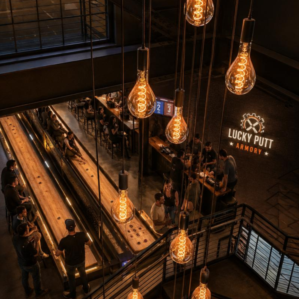 Overhead showing the Shuffleboard area