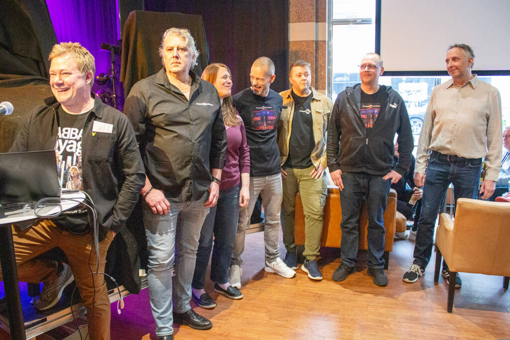 Members of the ABBA pinball design team