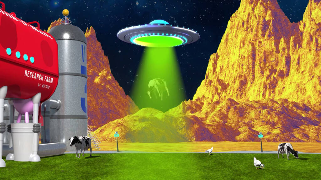 UFOs try to beam up cows