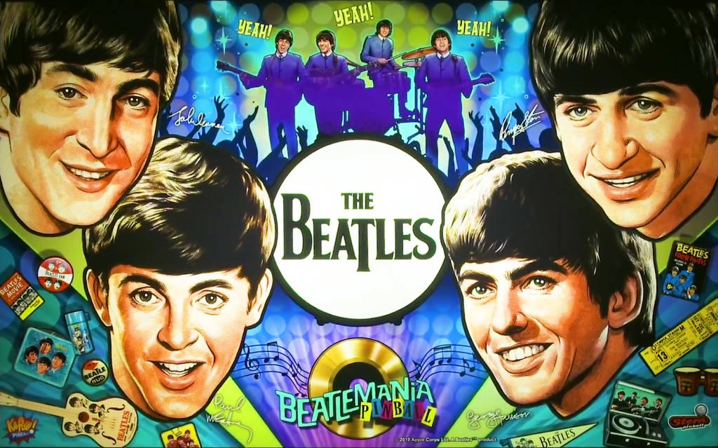 The Beatles: Beatlemania Pinball backglass