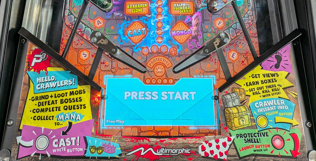 The bottom arch and the bottom of the playfield display