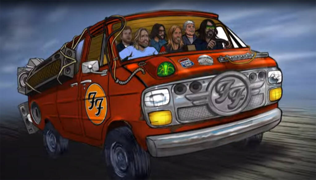 An image from Stern Pinball's teaser video for their upcoming Foo Fighters game