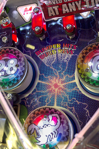 The game's three pop bumpers