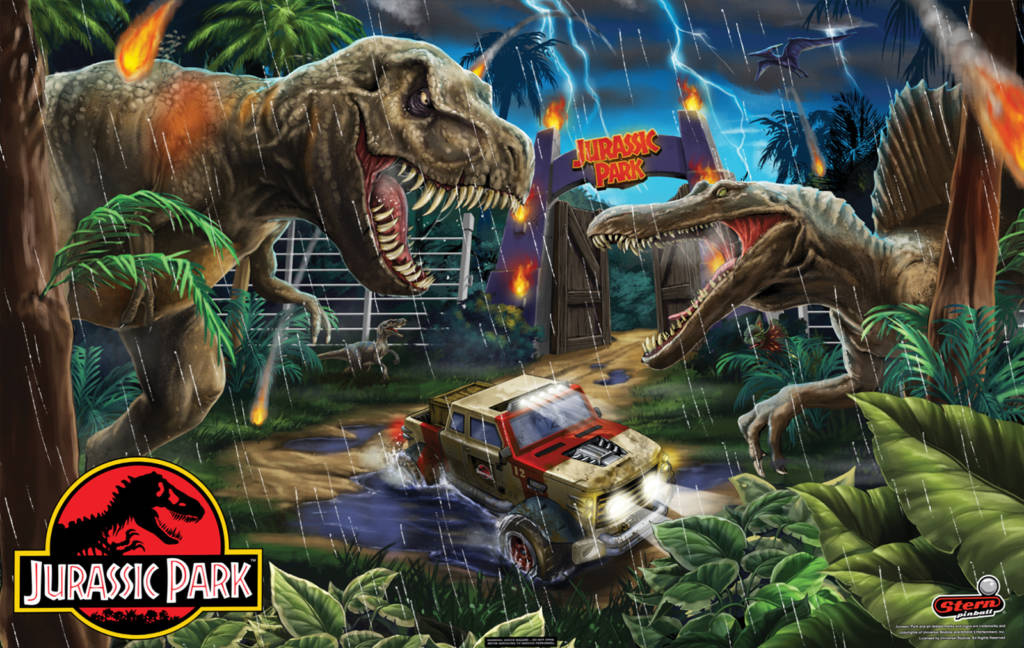 The backbox artwork from Jurassic Park Pin