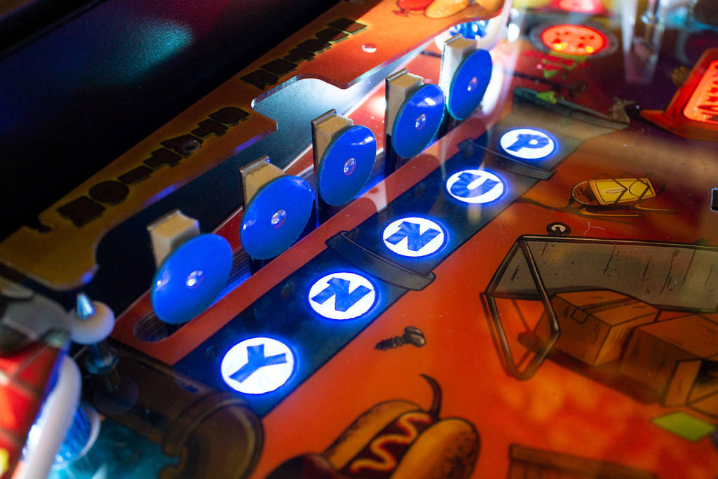 The first bank of standup targets on the left side of the playfield