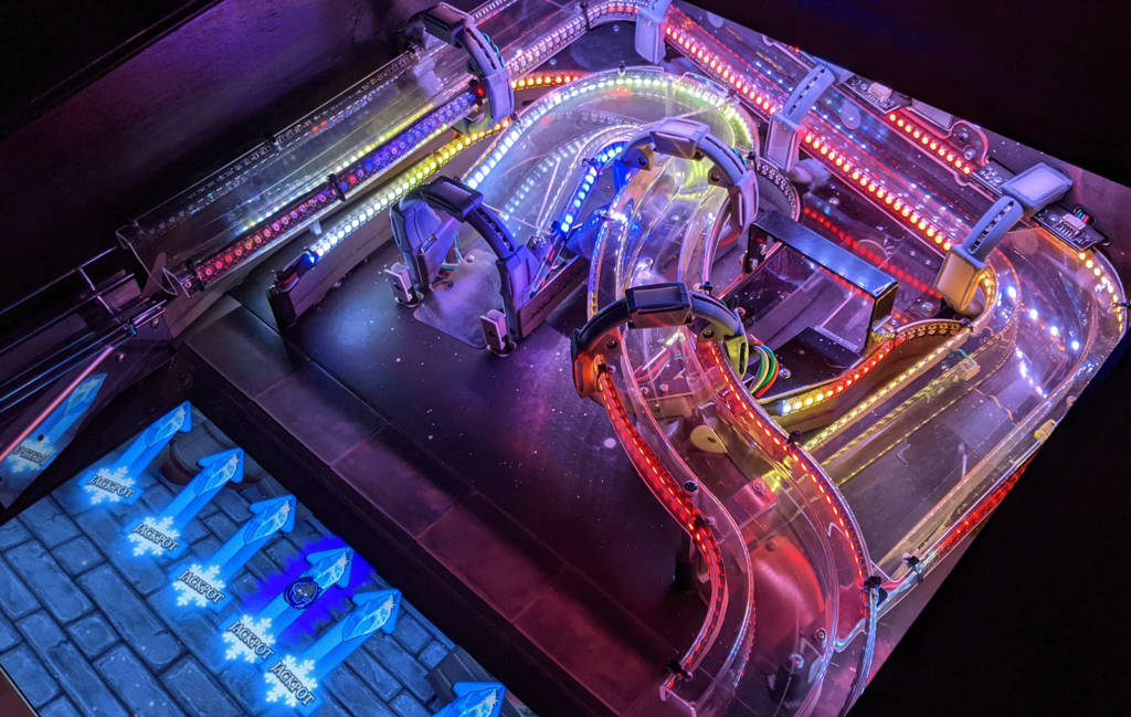 The hundreds of RGB LEDs on the Cosmic Cart Racing playfield module