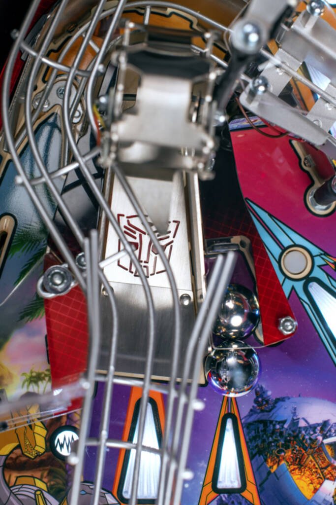 Autobot logo on the left ramp, Decepticon logo on the right