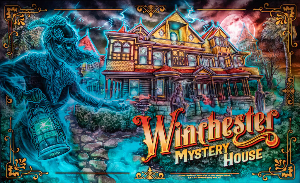 The backglass for Winchester Mystery House