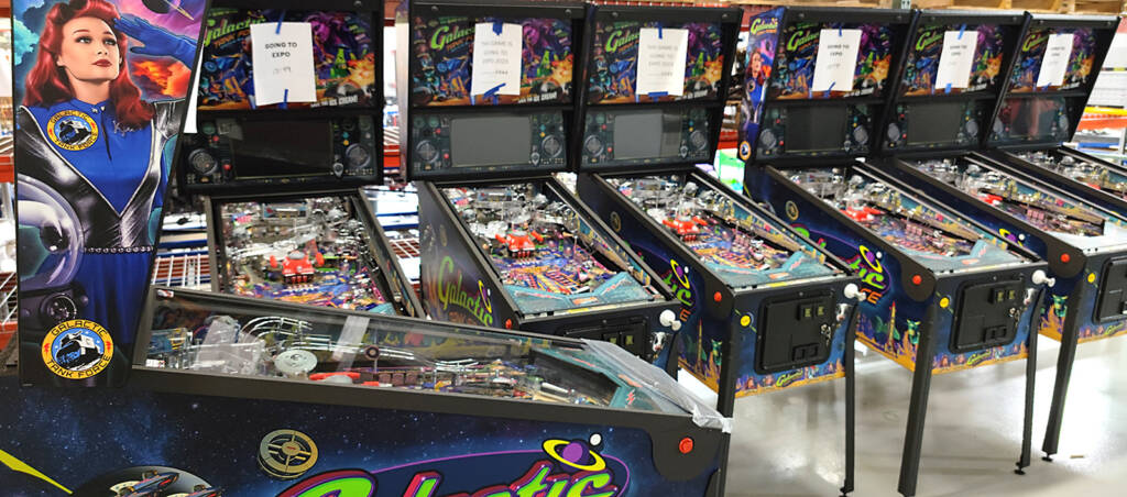 Several Galactic Tank Force machines destined for Pinball Expo