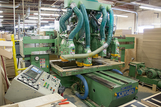 The side panels are routed on this machine