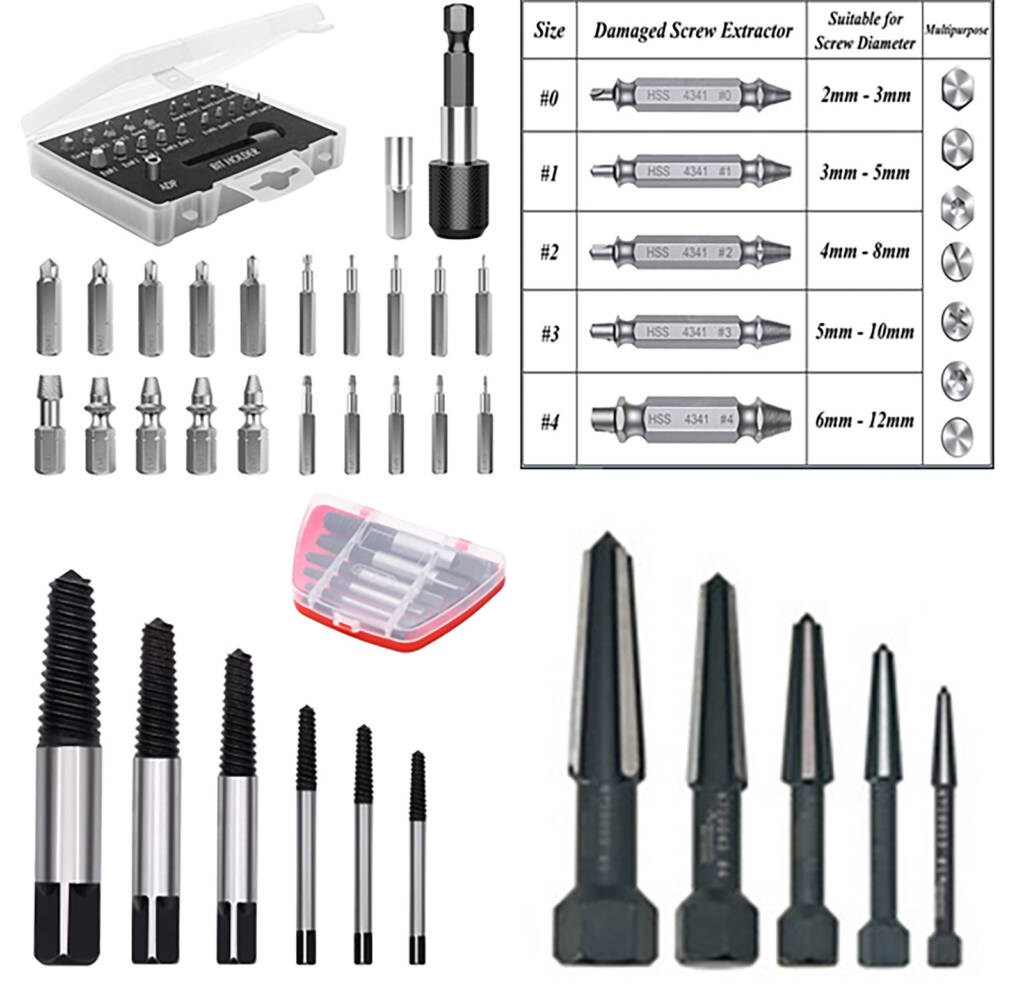 Just a few of the many screw extractors available