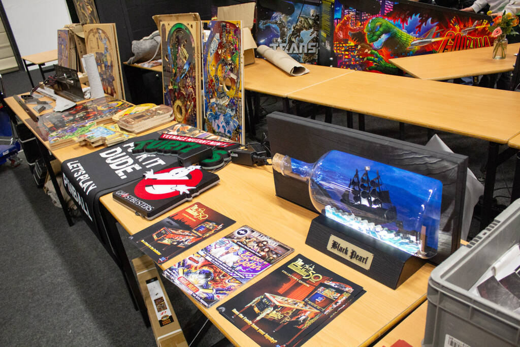 Items for sale on the Pinball Pleasure stand