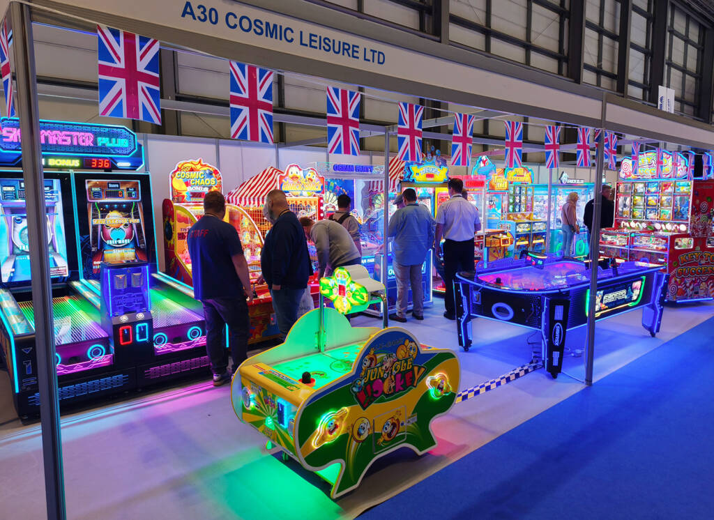 Some stands had such bright games they didn't need any hall lighting