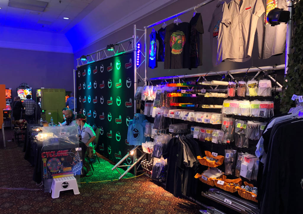 Various pinball-themed items of clothing were available too