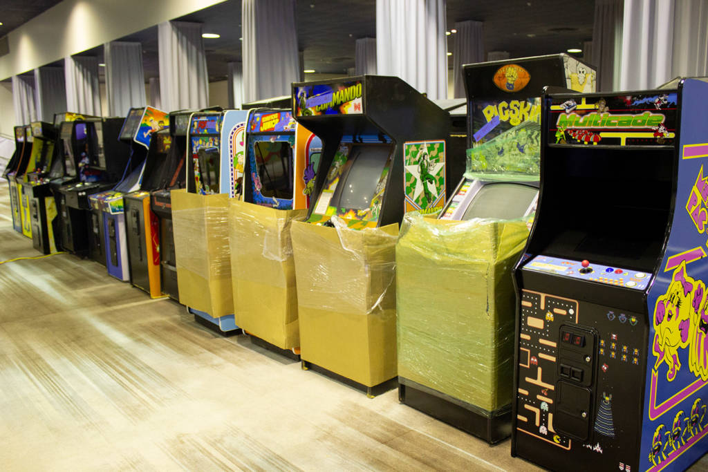 More arcade video games being set up