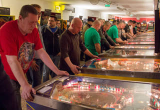 Players at the Hungarian Pinball Open 2015