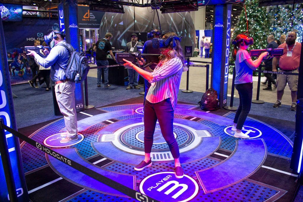 A virtual reality shooter game