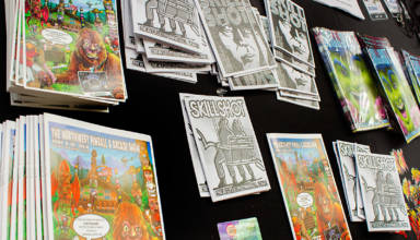 Show guides, Skill Shot zines, postcards and stickers at the registration desk
