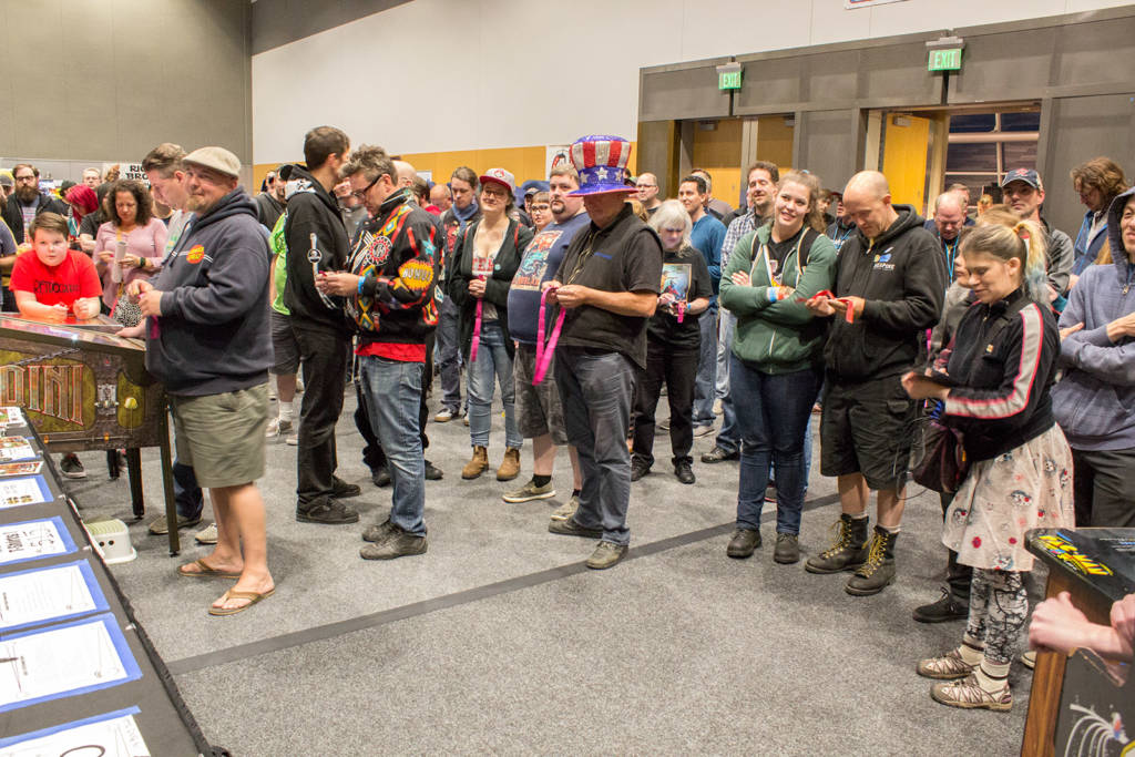 The crowd waits for the winning ticket to be drawn