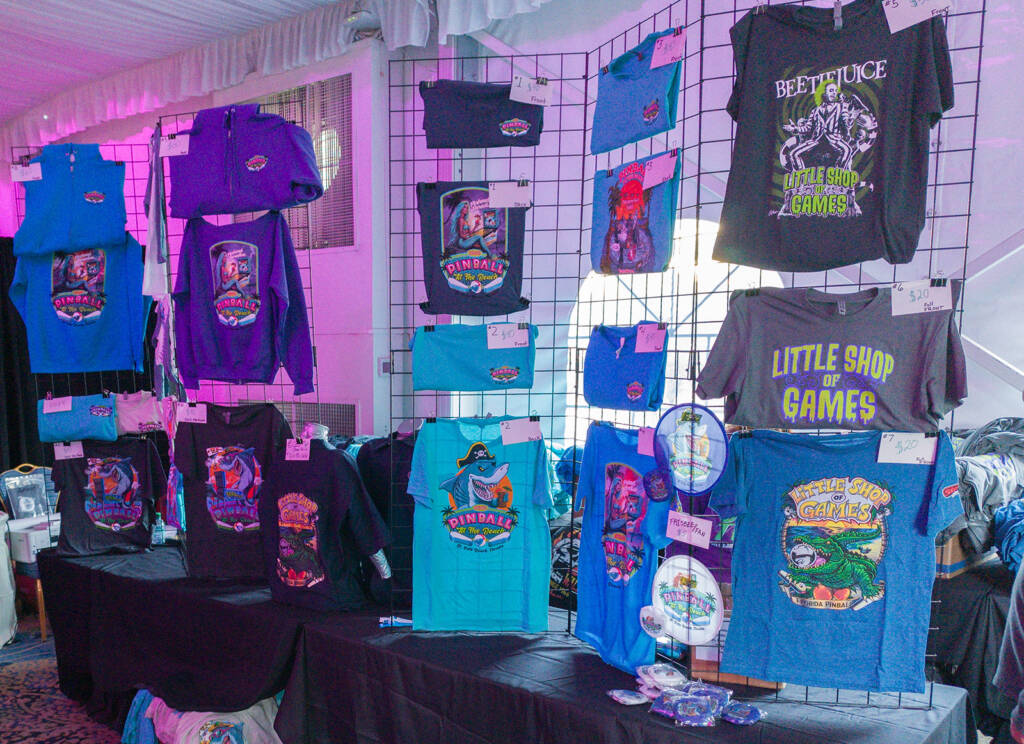 Some of the many T-shirts available to purchase