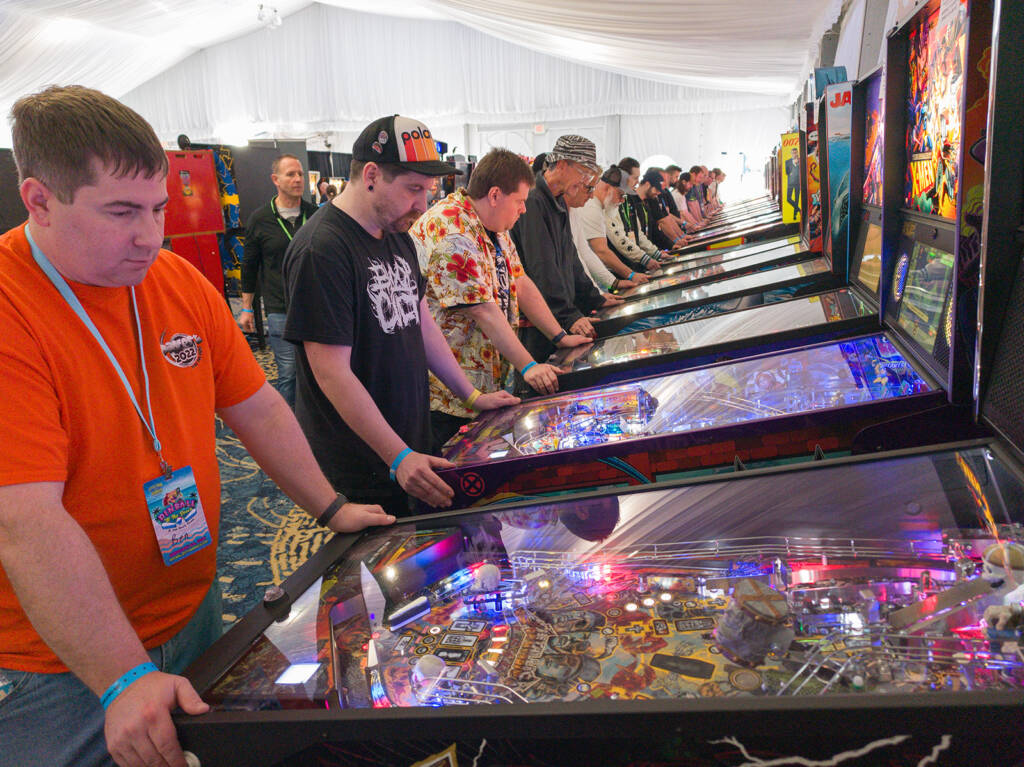 It's a long row of Stern titles, but they are all being played