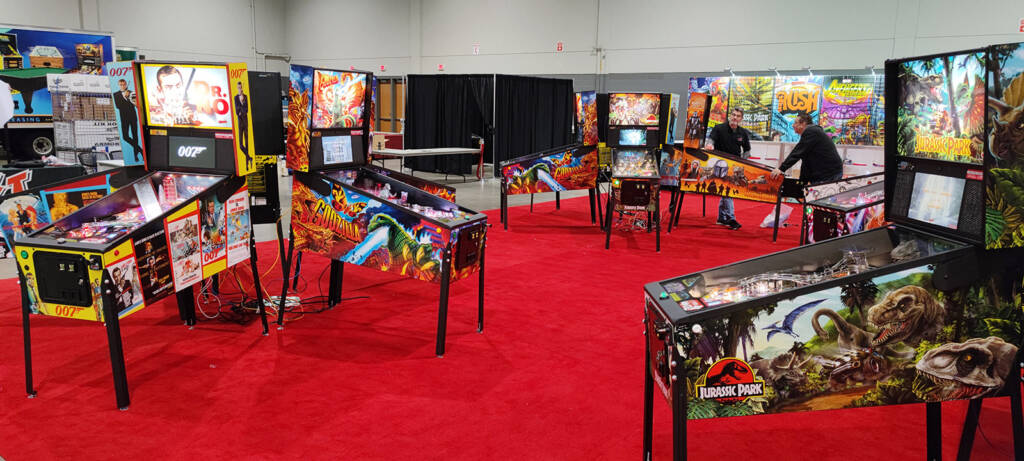 More of the Stern Pinball machines on their display