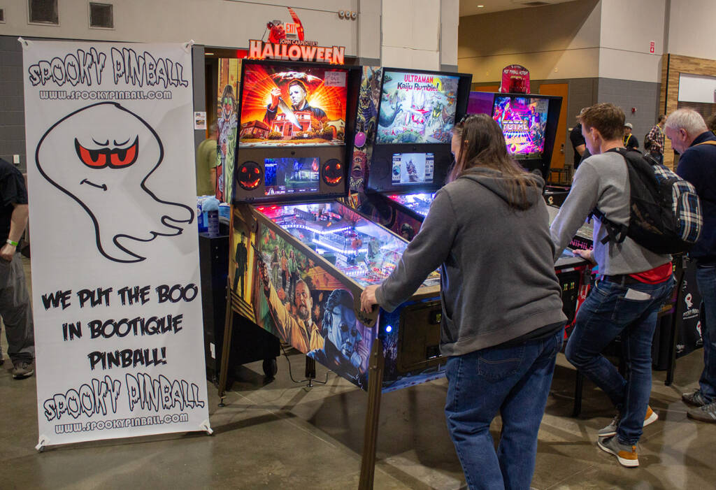 Spooky Pinball brought a range of their titles and merchandise to Expo