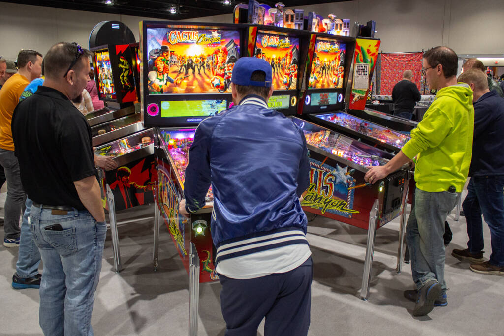 Chicago Gaming's stand had four Cactus Canyon remake machines plus...