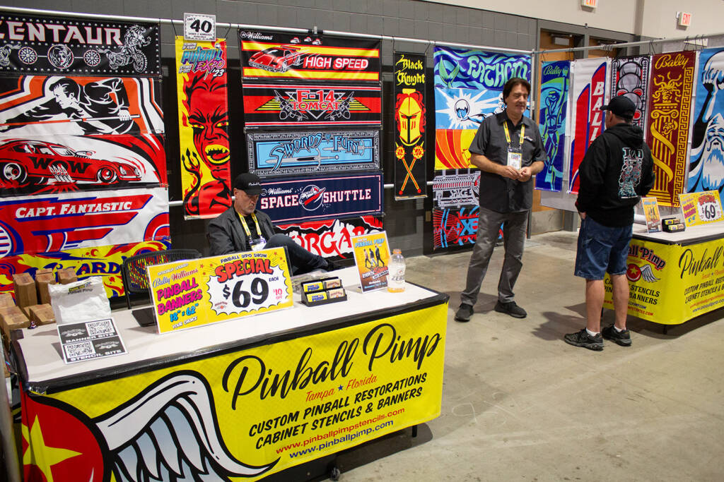 Pinball Pimp were offering $10 off pinball banners at the show