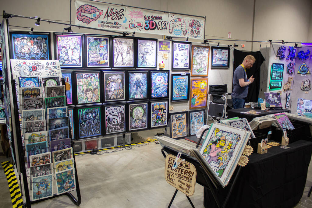 Artist Brad Albright had his stand packed with gaming-related artwork prints