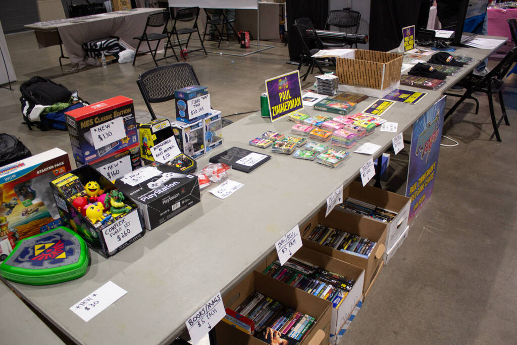 Paul Zimmerman had a selection of retro gaming hardware, books, DVDs and trading cards on his stand